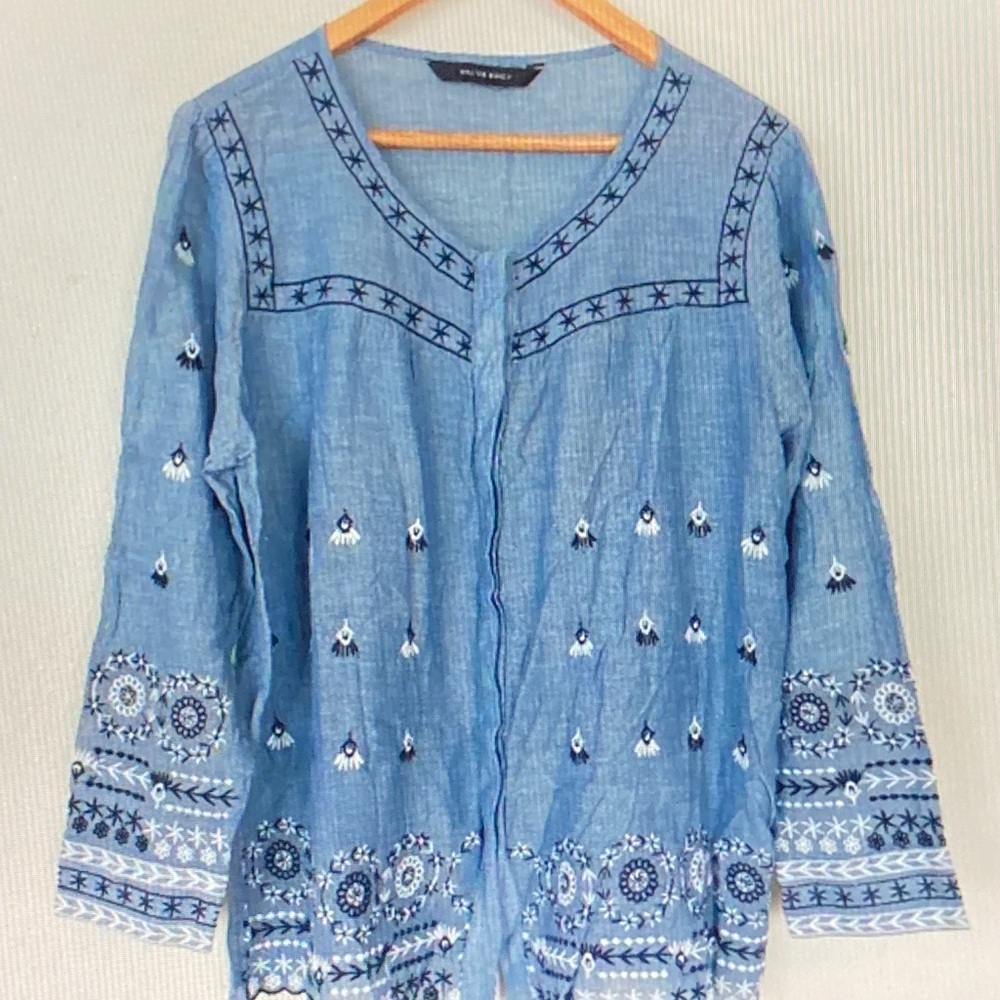 Walter Baker Light Blue Embroidered Blouse